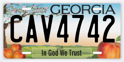 GA license plate CAV4742