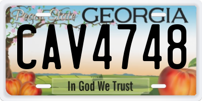 GA license plate CAV4748