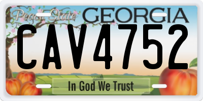 GA license plate CAV4752