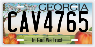 GA license plate CAV4765