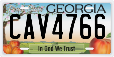 GA license plate CAV4766