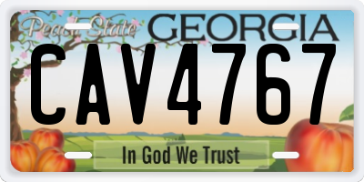 GA license plate CAV4767