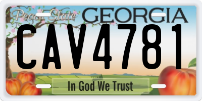 GA license plate CAV4781