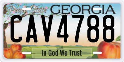 GA license plate CAV4788