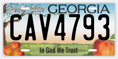 GA license plate CAV4793