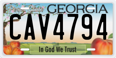 GA license plate CAV4794