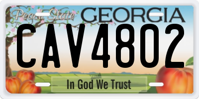 GA license plate CAV4802