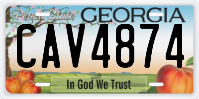 GA license plate CAV4874