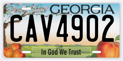GA license plate CAV4902