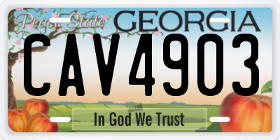 GA license plate CAV4903