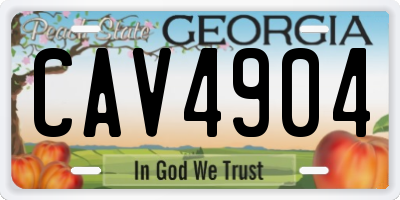 GA license plate CAV4904