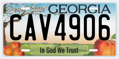 GA license plate CAV4906