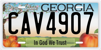 GA license plate CAV4907
