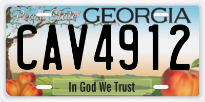 GA license plate CAV4912