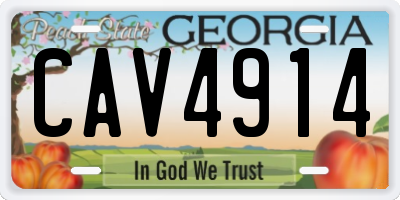 GA license plate CAV4914