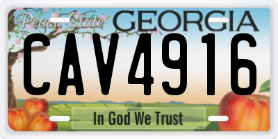 GA license plate CAV4916