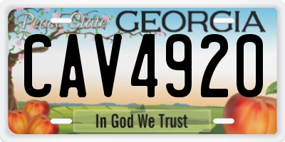 GA license plate CAV4920