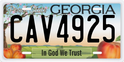GA license plate CAV4925
