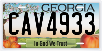 GA license plate CAV4933