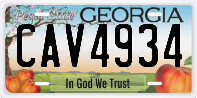 GA license plate CAV4934