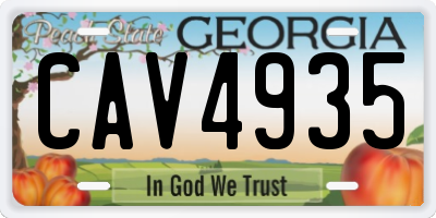 GA license plate CAV4935
