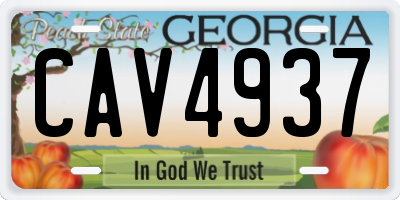 GA license plate CAV4937