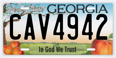 GA license plate CAV4942