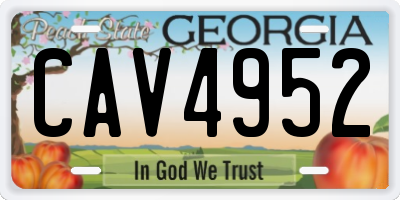 GA license plate CAV4952