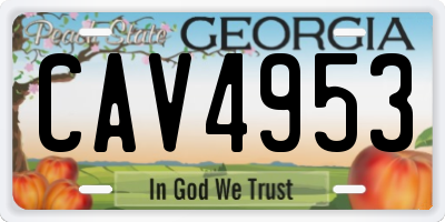 GA license plate CAV4953