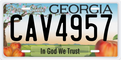 GA license plate CAV4957