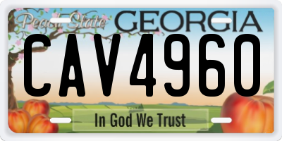 GA license plate CAV4960