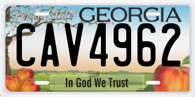 GA license plate CAV4962