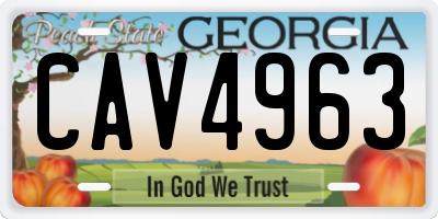 GA license plate CAV4963