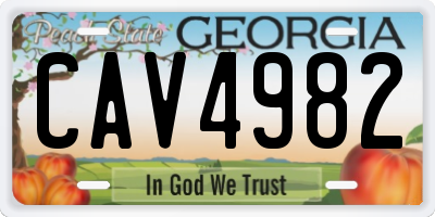 GA license plate CAV4982