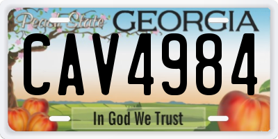 GA license plate CAV4984