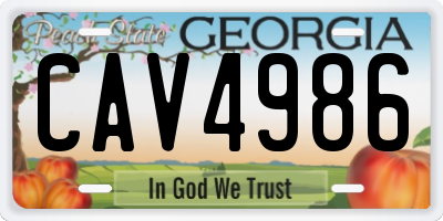 GA license plate CAV4986