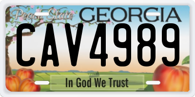 GA license plate CAV4989