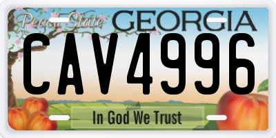 GA license plate CAV4996