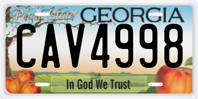 GA license plate CAV4998