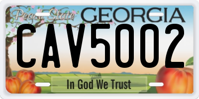 GA license plate CAV5002