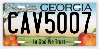 GA license plate CAV5007