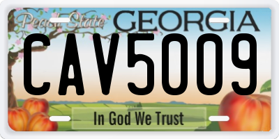 GA license plate CAV5009