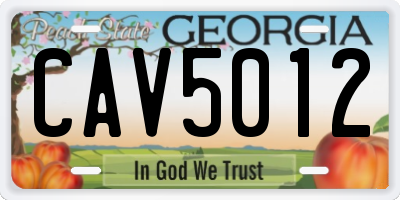GA license plate CAV5012