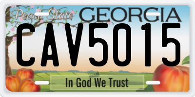 GA license plate CAV5015