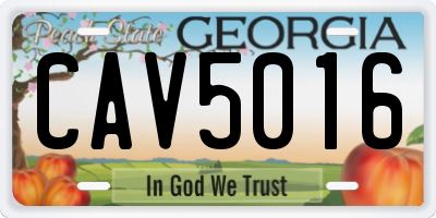 GA license plate CAV5016