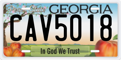 GA license plate CAV5018