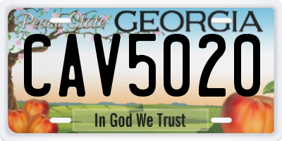 GA license plate CAV5020