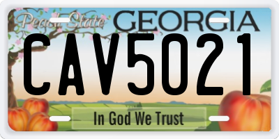 GA license plate CAV5021