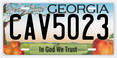 GA license plate CAV5023