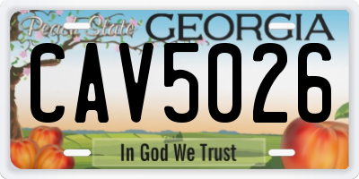 GA license plate CAV5026